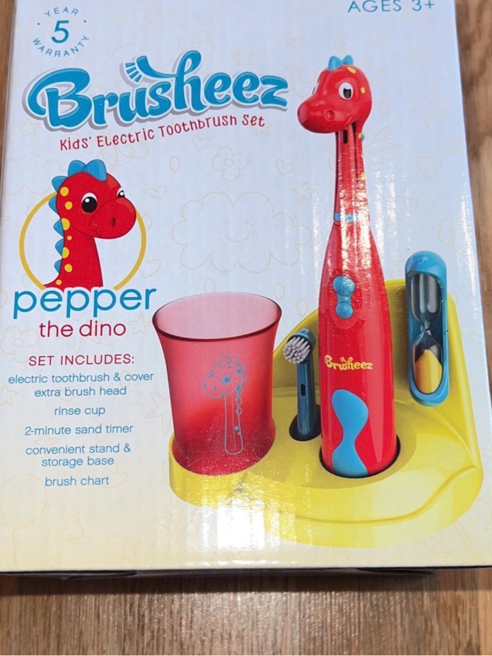 Pepper the Dino Kids' Electric Toothbrush Set - Red